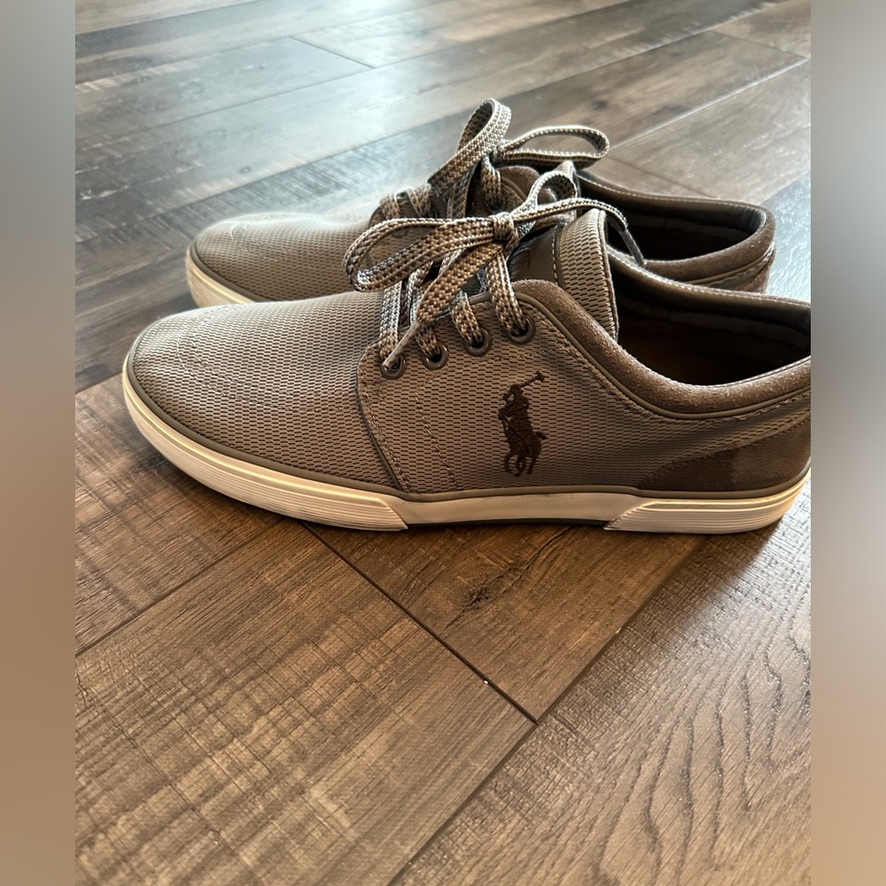 Polo Ralph Lauren Faxon Low Gray Canvas Mens Shoes size 8.5